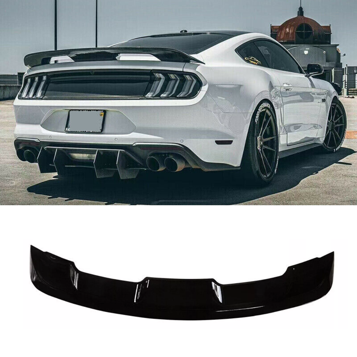 Rear Spoiler Wing Lip Kit Shelby GT500 Style Gloss Black