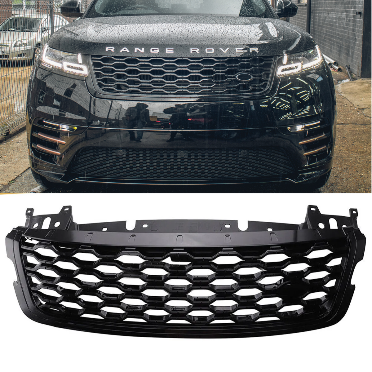 Range Rover Velar SVA Style Front Bumper Grill Grille Gloss Black (2017+)