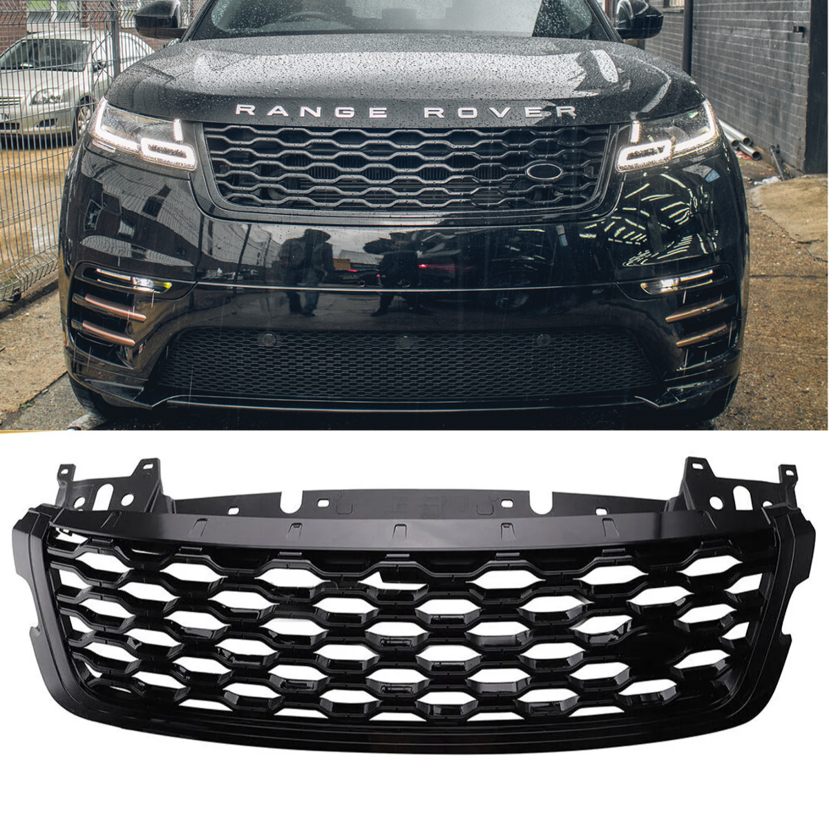 Range Rover Velar SVA Style Front Bumper Grill Grille Gloss Black (201 ...