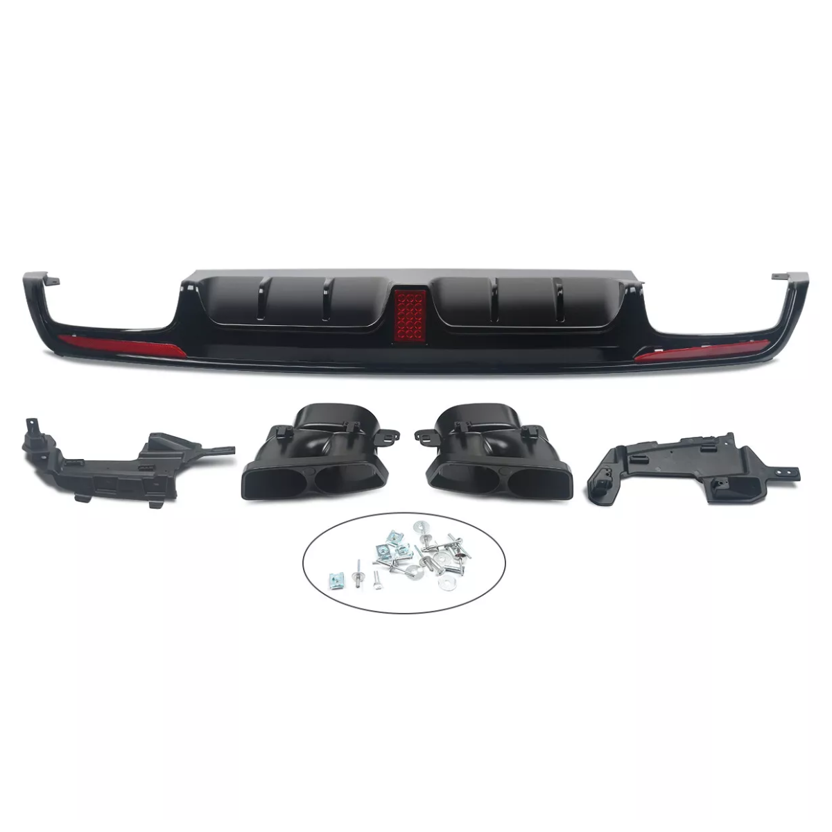 Gloss Black Rear Diffuser + Tailpipe for Mercedes S Class W222 S65 (2013-2017) AMG