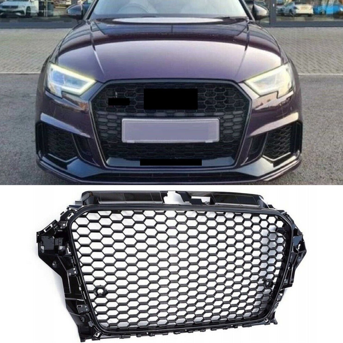 Audi S3 (2012-2016) 8V RS Style Grille - Gloss Black Honeycomb Radiator Bumper Grille Upgrade