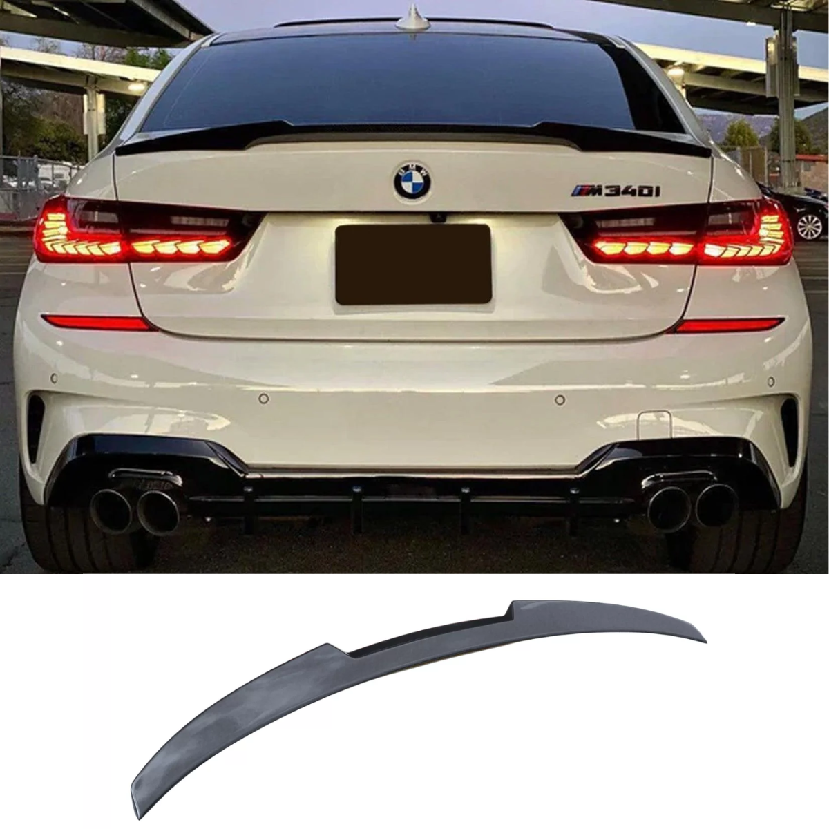 Gloss Black V Style M Performance Rear Boot Spoiler 