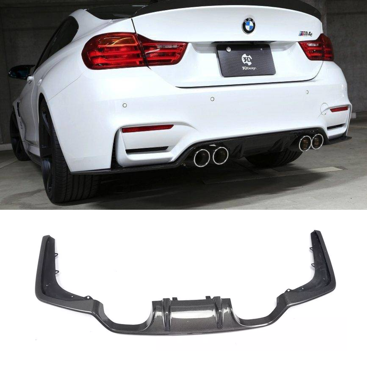 BMW F80 M3 F82 F83 M4 Rear Diffuser | 3D Style | Carbon Fiber