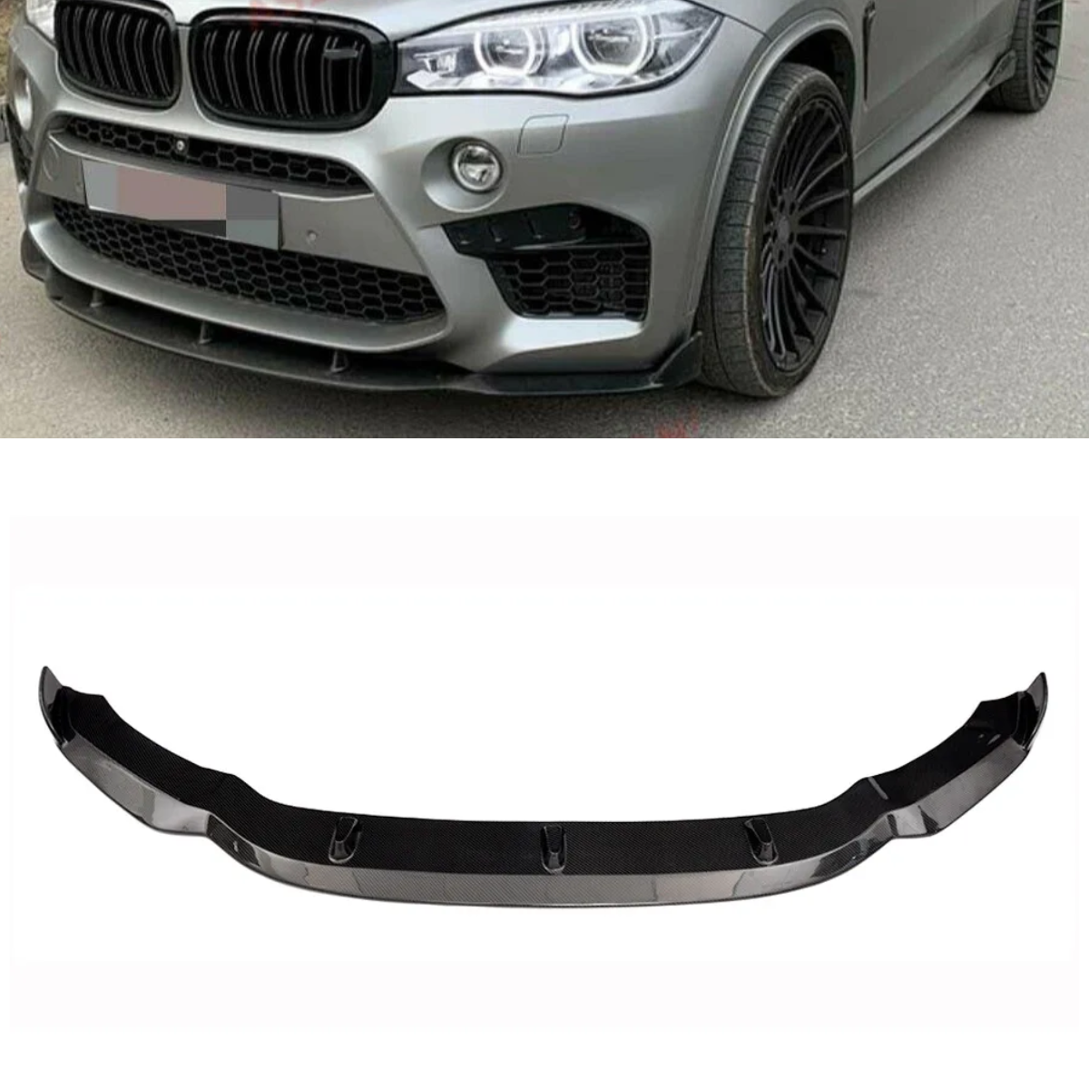 Carbon Fiber Front Bumper Lip Spoiler Body Kit for BMW X5M F85 and X6M F86 2014-2018