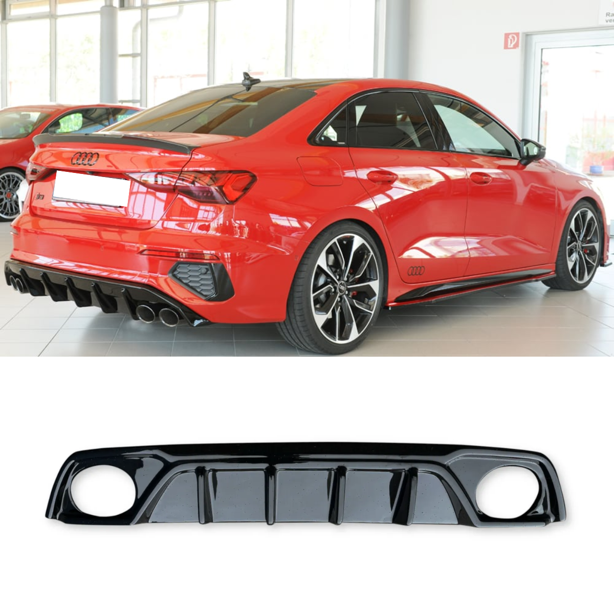 GLOSS BLACK REAR DIFFUSER FOR AUDI RS3 SALOON 8Y 2020+