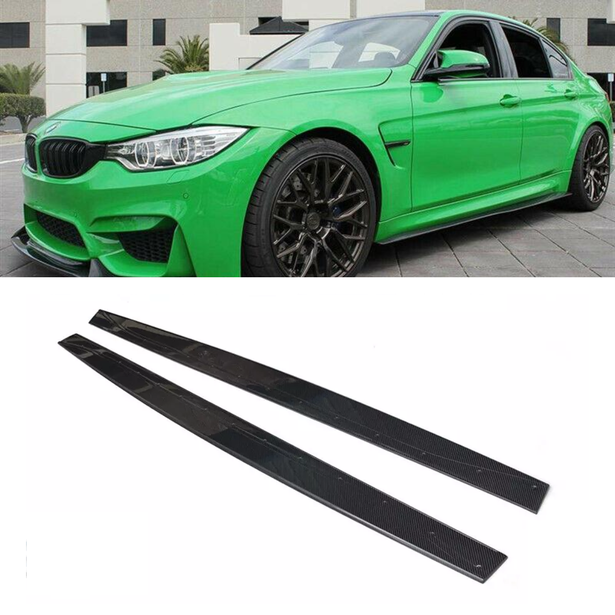 Performance Style Carbon Fiber Side Skirt Extensions Set