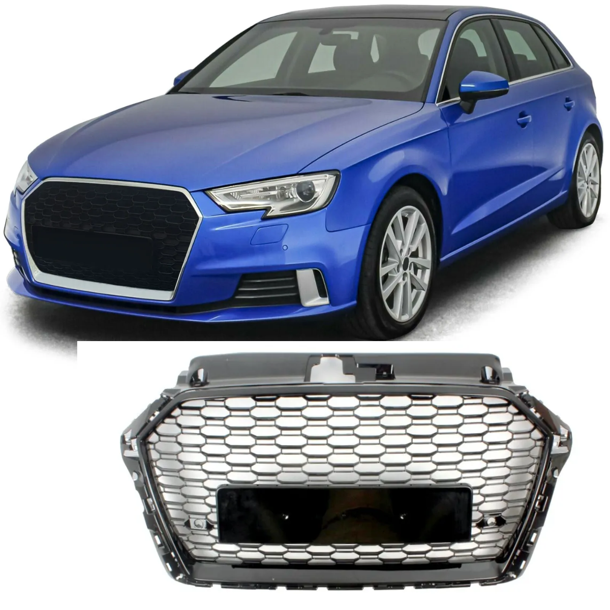 Audi S3 (2017-2020) 8V RS3 Style Gloss Black Honeycomb Grille - Upgrade