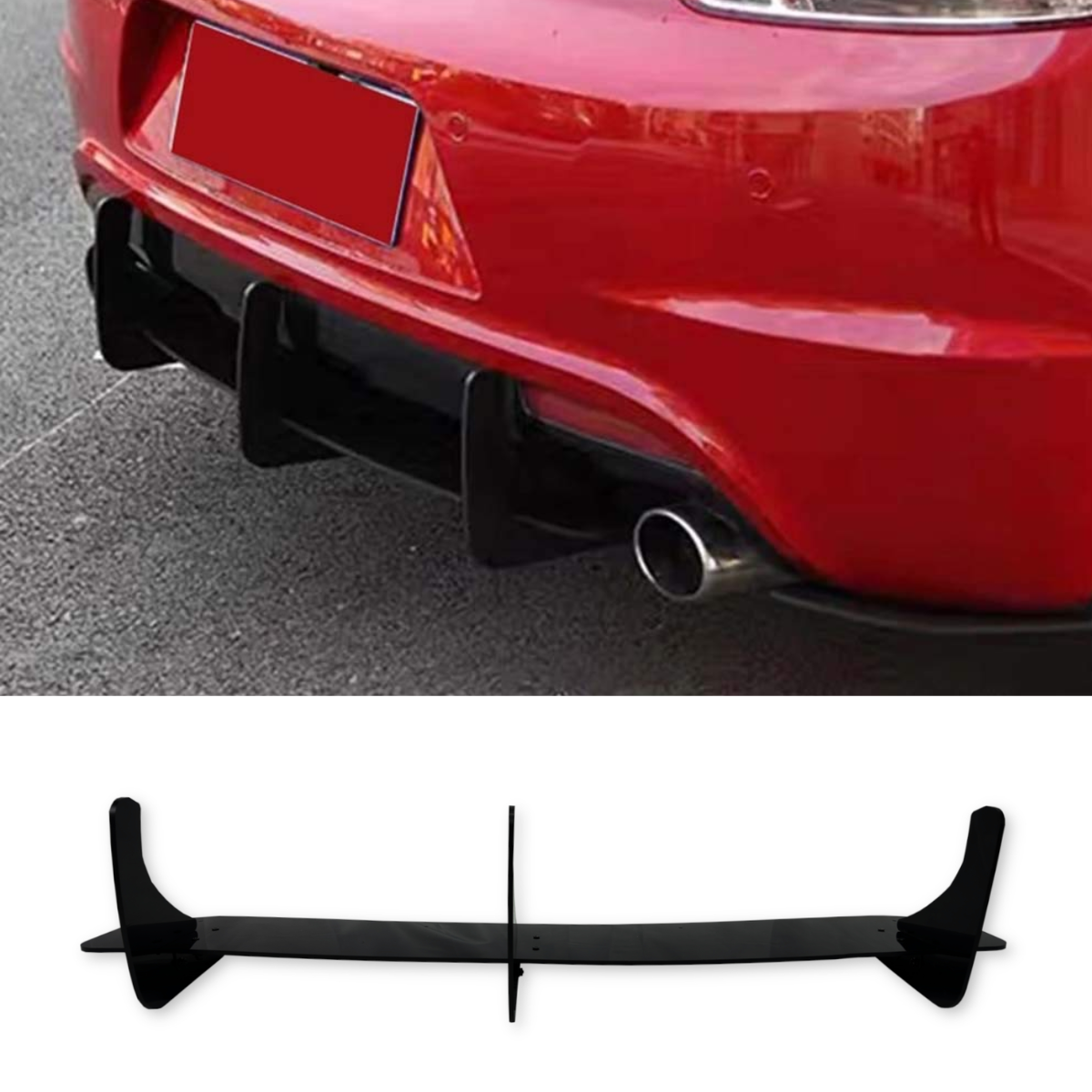 Gloss Black Rear Diffuser Add-On with Big Fins for VW Scirocco MK3 (20 ...