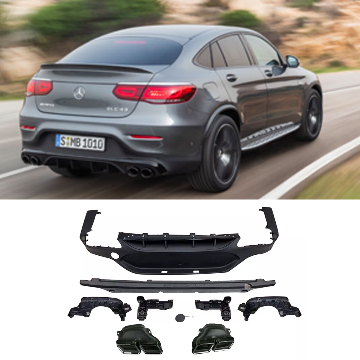 AMG GLC63 Conversion Rear Diffuser & Black Pipes Mercedes GLC C253 Coupe (2016+)