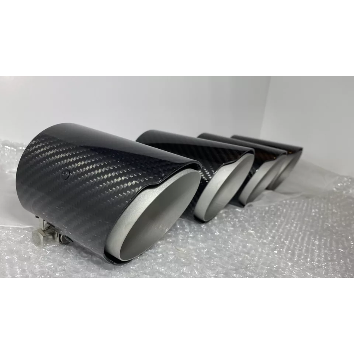 Real Carbon Fiber Exhaust Tips - Matte Silver 70mm