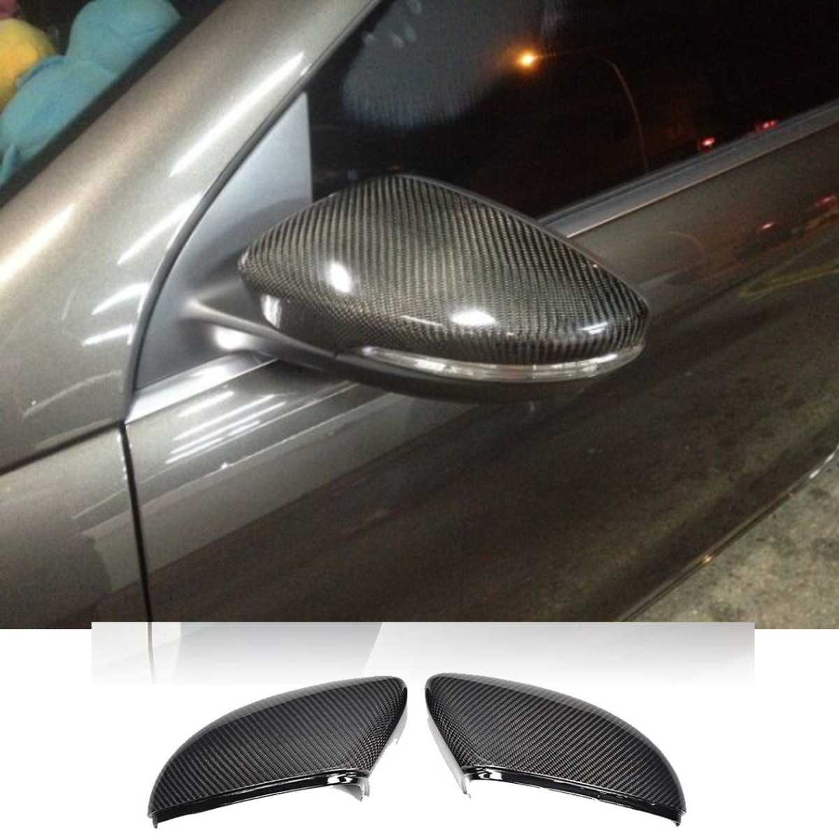 Carbon Fiber Effect Wing Mirror Cover Caps for VW Scirocco OEM Fit Replacement