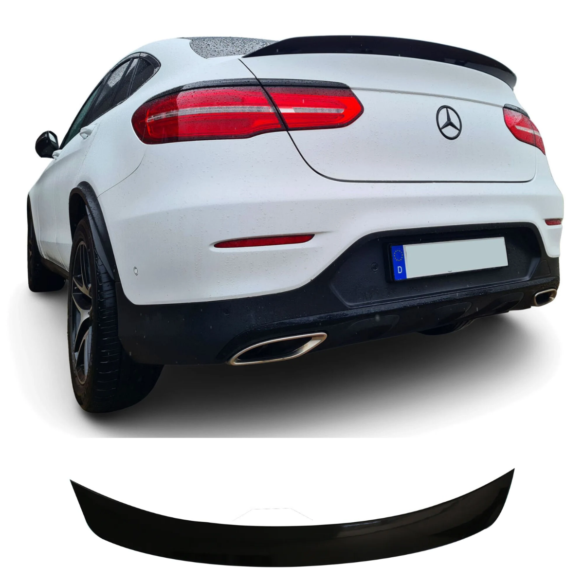 Gloss Black Rear Spoiler for Mercedes GLC Class Coupe C253 in 'GLC63 AMG Style' (2015+)