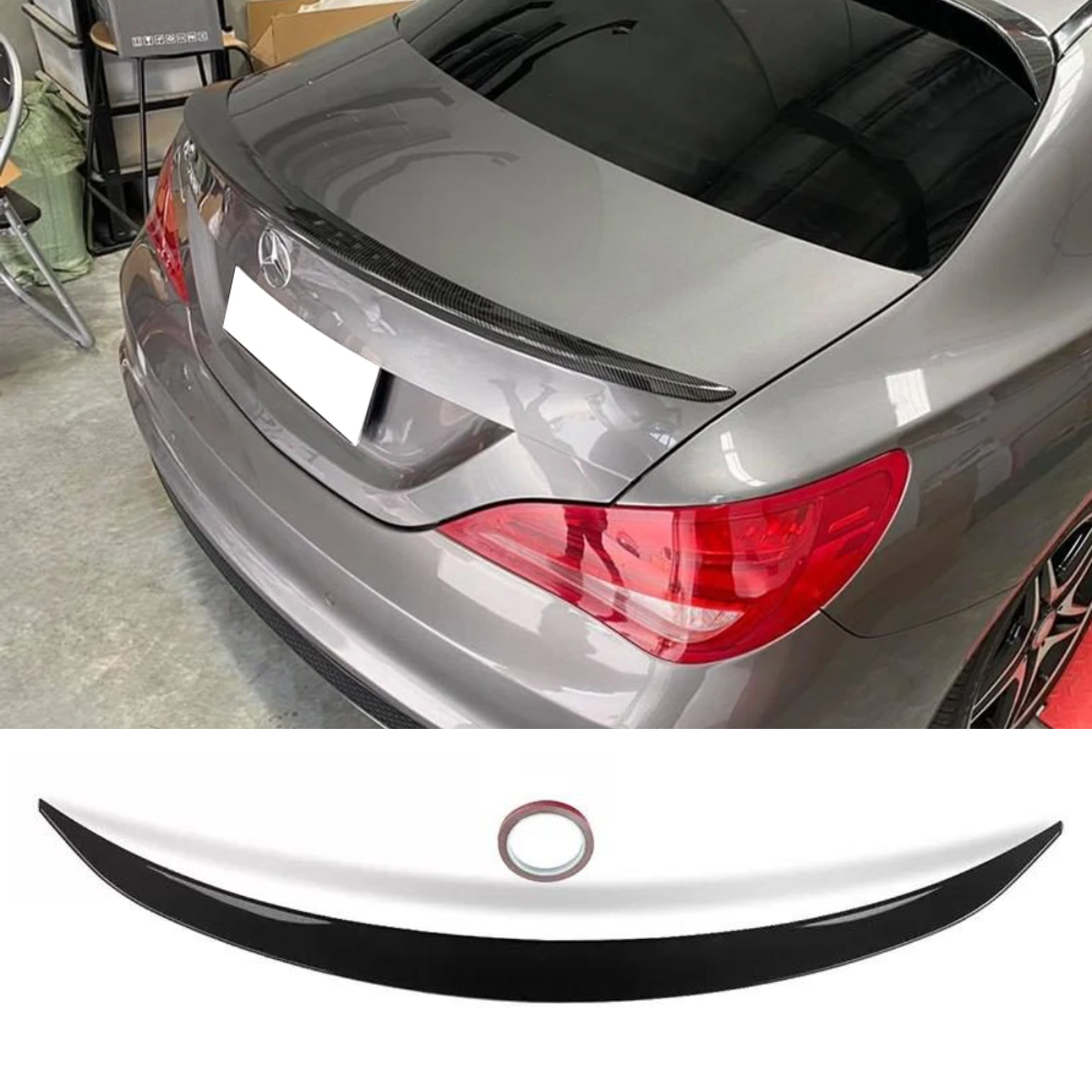 Mercedes CLA Class (W117/C117) with AMG Style Black Rear Trunk Boot Spoiler Lip