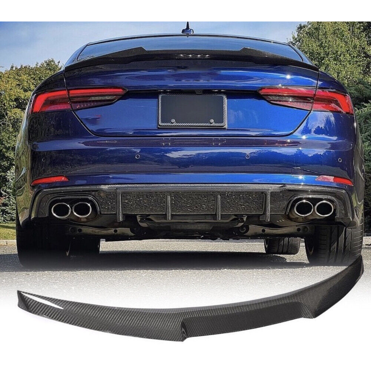 Audi S5 Coupe (2017-2020) Real Carbon Fiber Rear Boot Trunk Spoiler Lip Wing