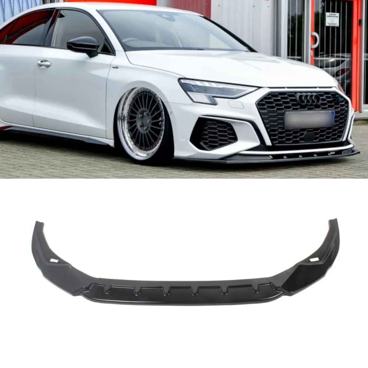 Audi S3 (2020+) 8Y Front Lip Splitter Spoiler - Gloss Black Body Kit Upgrade