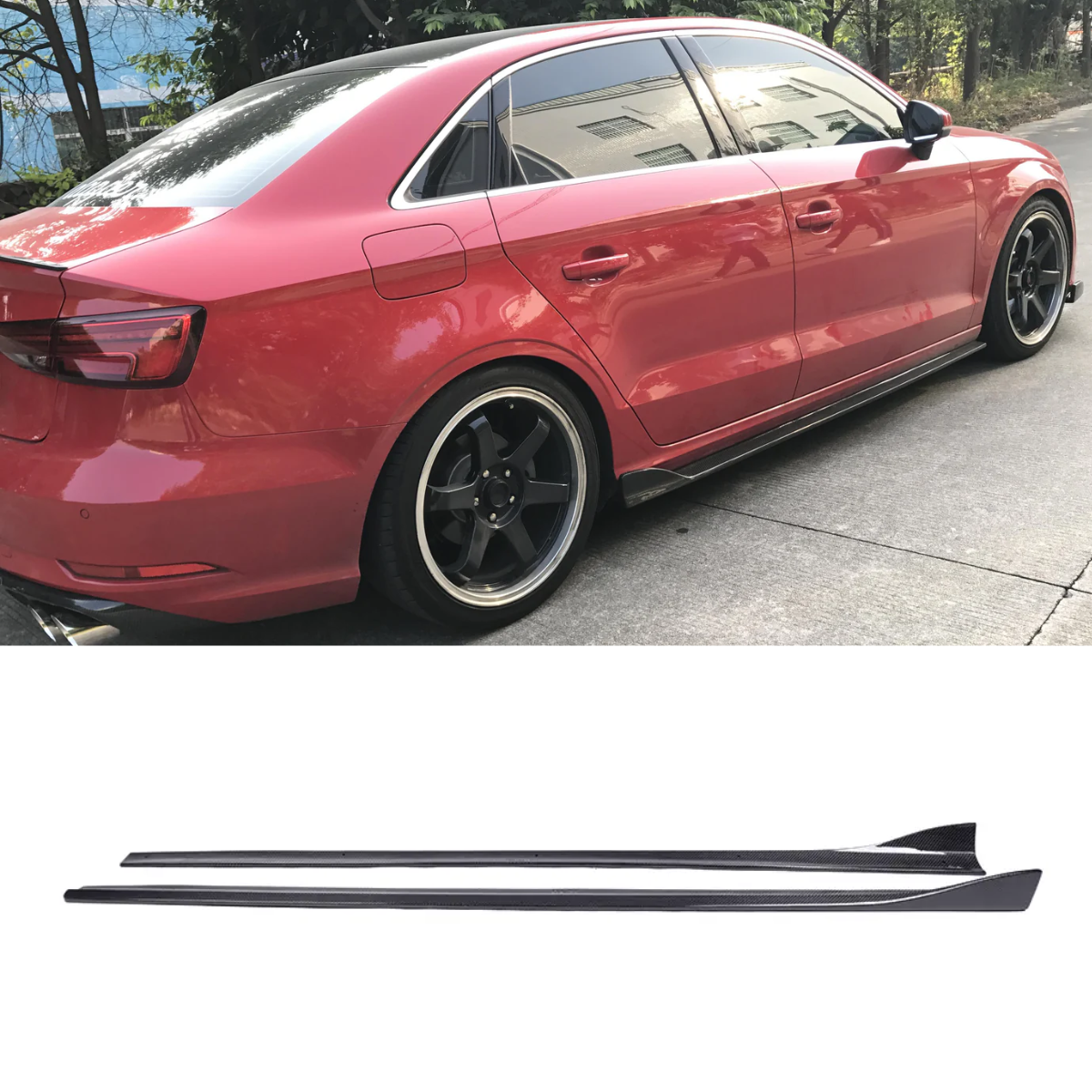 Audi S3 Sportback Side Skirts (2014-2016) Pre-Facelift Carbon Fibre