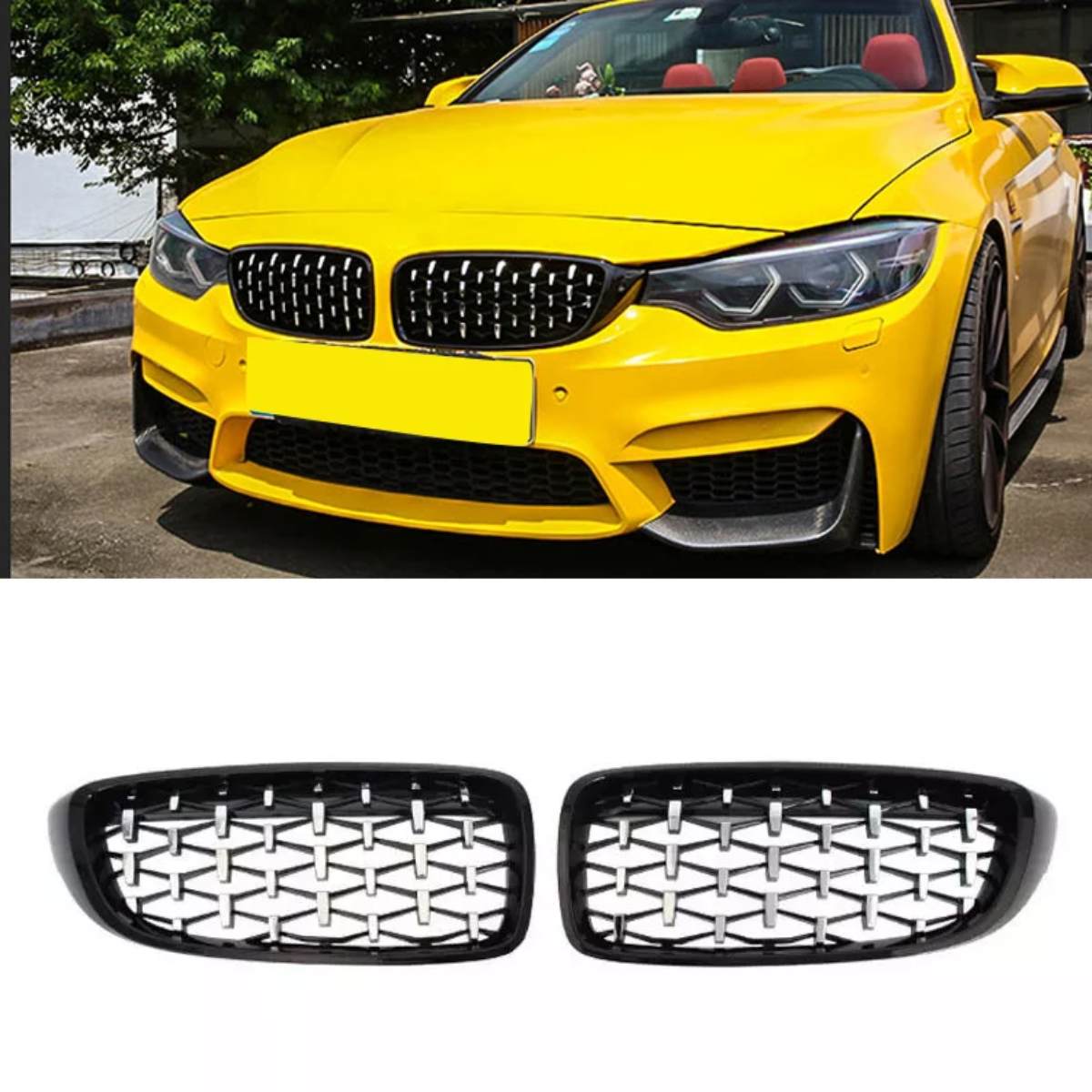 BMW 4 Series (F32, F36, F33, F82, F80) Diamond Silver Chrome Front Grille Grill