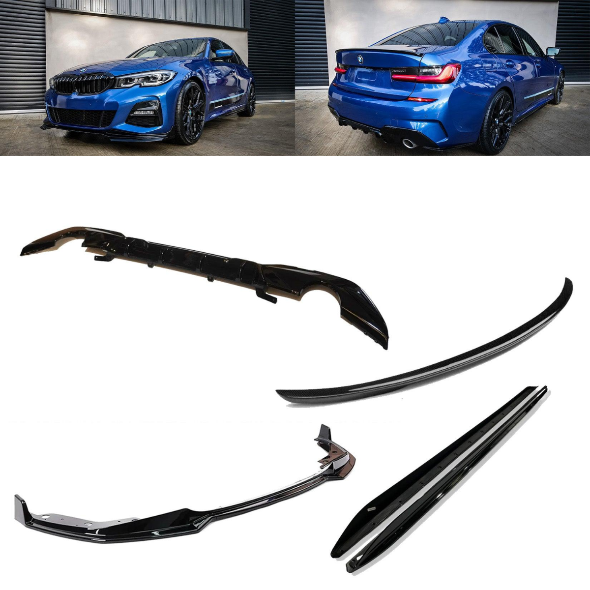 BODY KIT FRONT SPLITTER REAR DIFFUSER SIDE SKIRT FOR BMW 3 SERIES G20 M PERFORMANCE 