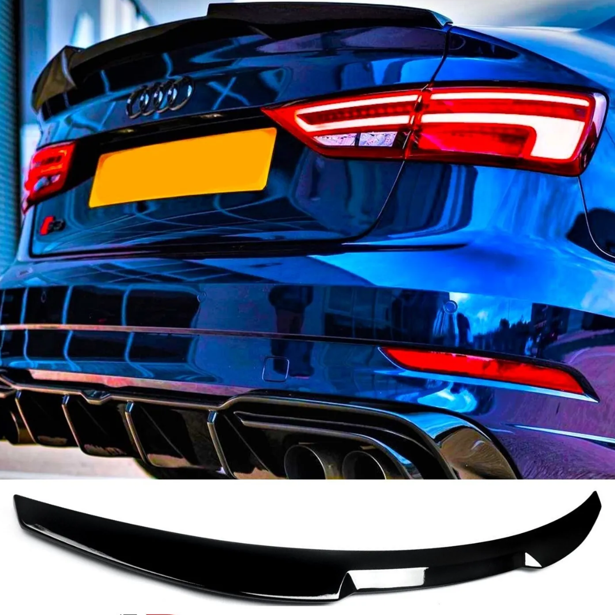 Audi A3 8V Saloon M4 Style Gloss Black Rear Boot Spoiler Lip Wing (2013-2020)