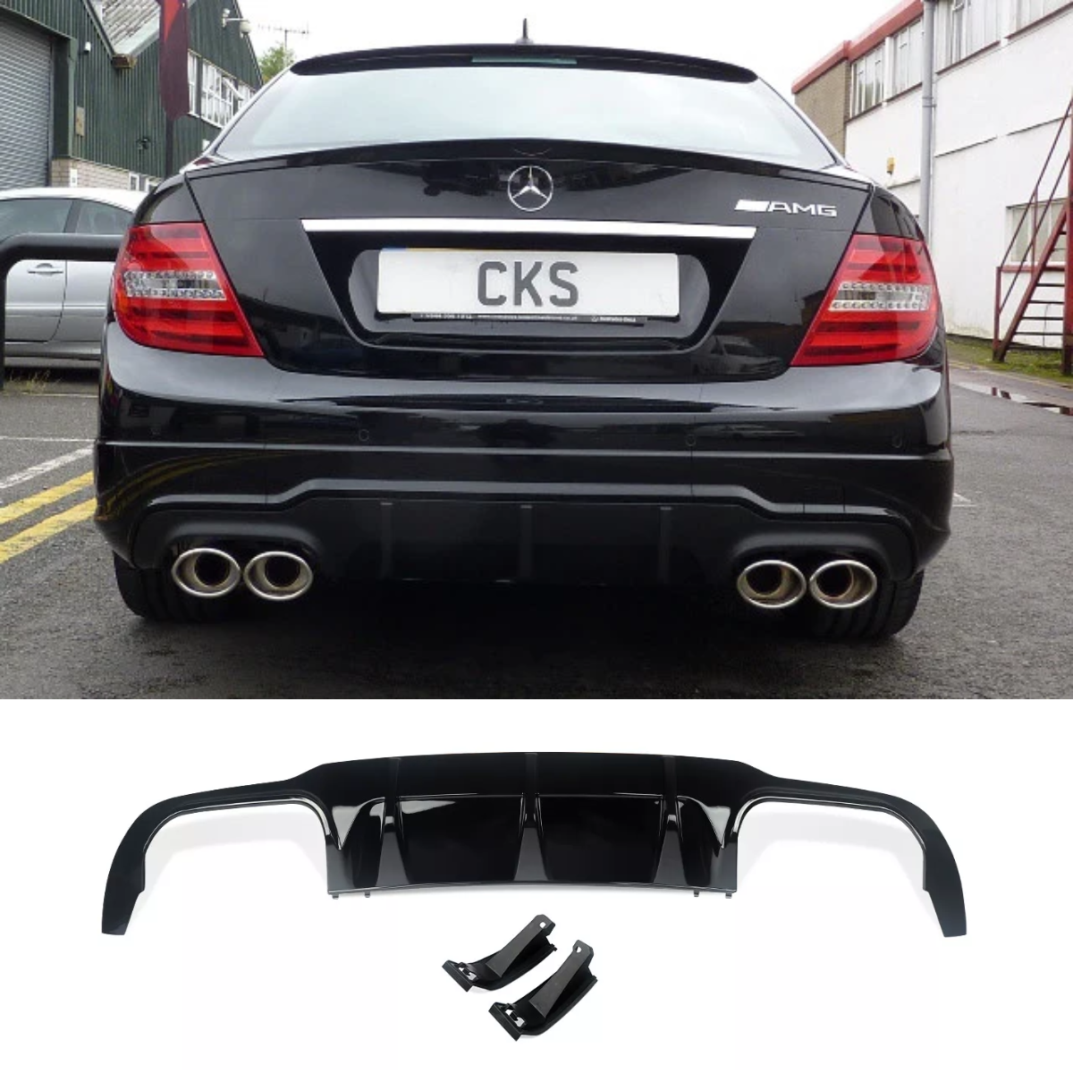 C63 AMG Style Rear Bumper Diffuser for Mercedes C-Class W204/C204 (2012-2015 LCI)