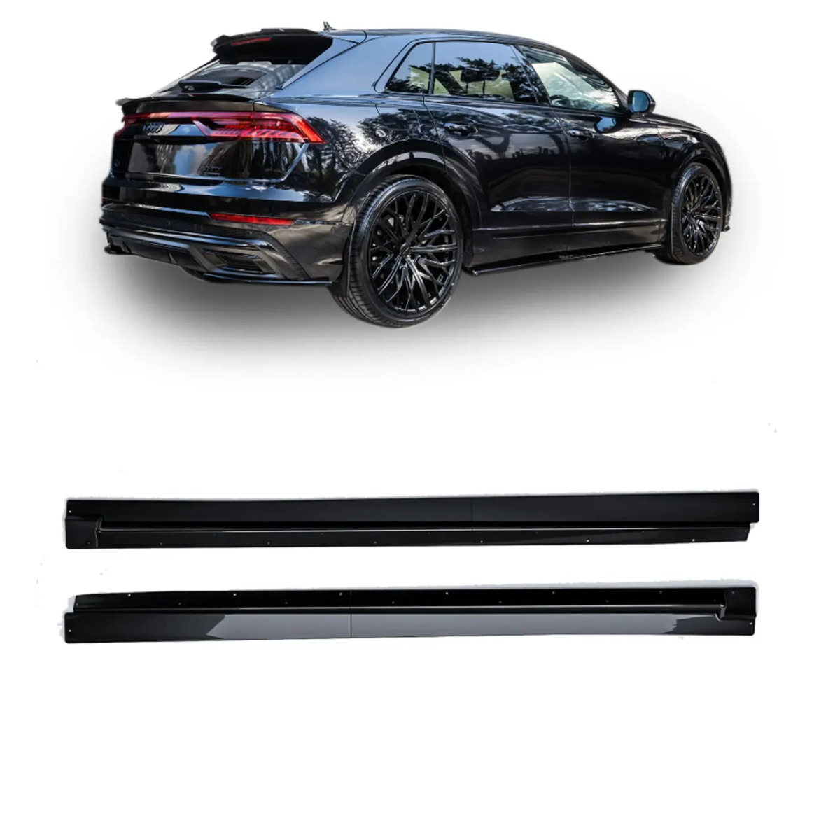 Audi Q8 S-Line (2018+) Gloss Black Side Skirt Splitters (2-Piece Set)