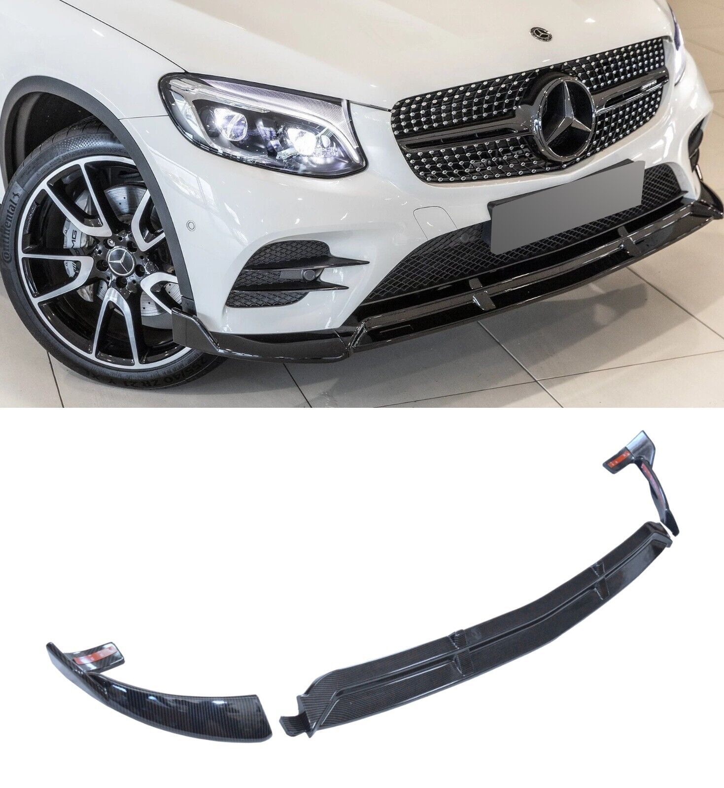 Gloss Carbon effect Front Lip Splitter for Mercedes GLC X253 SUV (2015-2019)