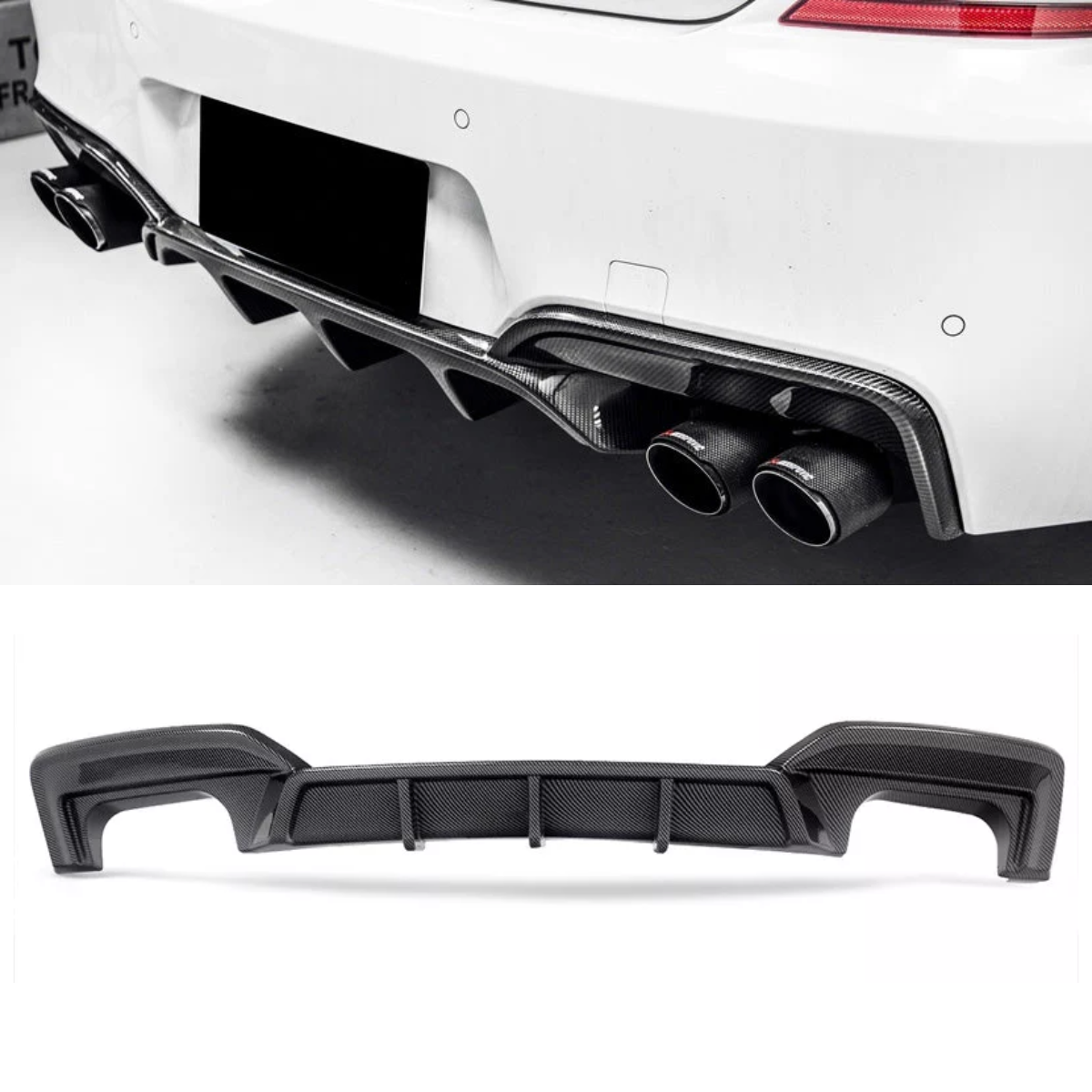 Gloss Carbon Effect Rear Bumper Diffuser 