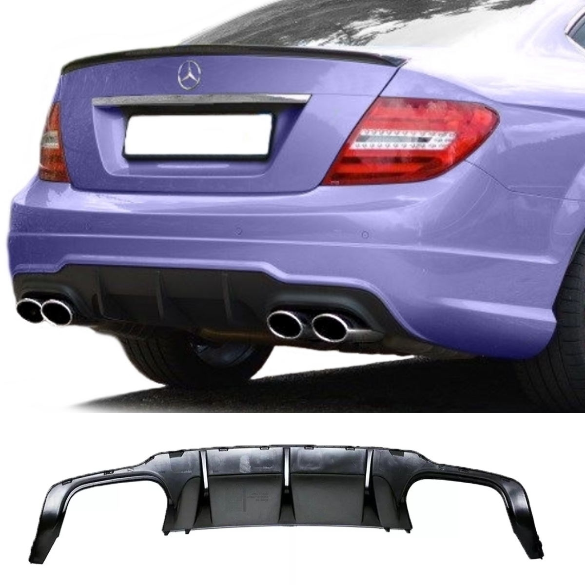 C63 Style Rear AMG Bumper Diffuser Splitter for Mercedes C-Class C204/W204 (2012-2015)