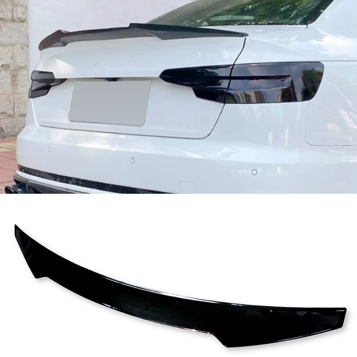 Audi S4 B9 (2016-2022) Rear Trunk Lip Spoiler Wing - Glossy Black Finish