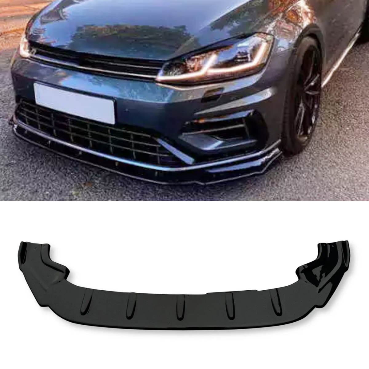 GLOSS BLACK FRONT SPLITTER LIP FOR VW GOLF MK7.5 GTI R LINE 2017-2020