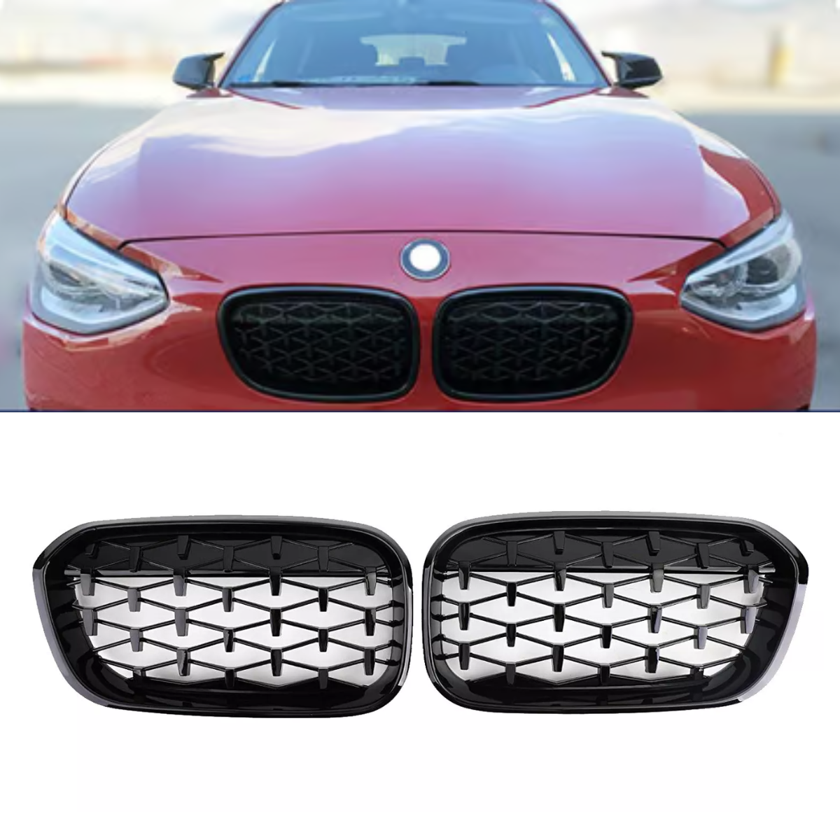 BMW F20/F21 1 Series (2015-2019) Facelift Diamond Black Front Kidney Grille Grill