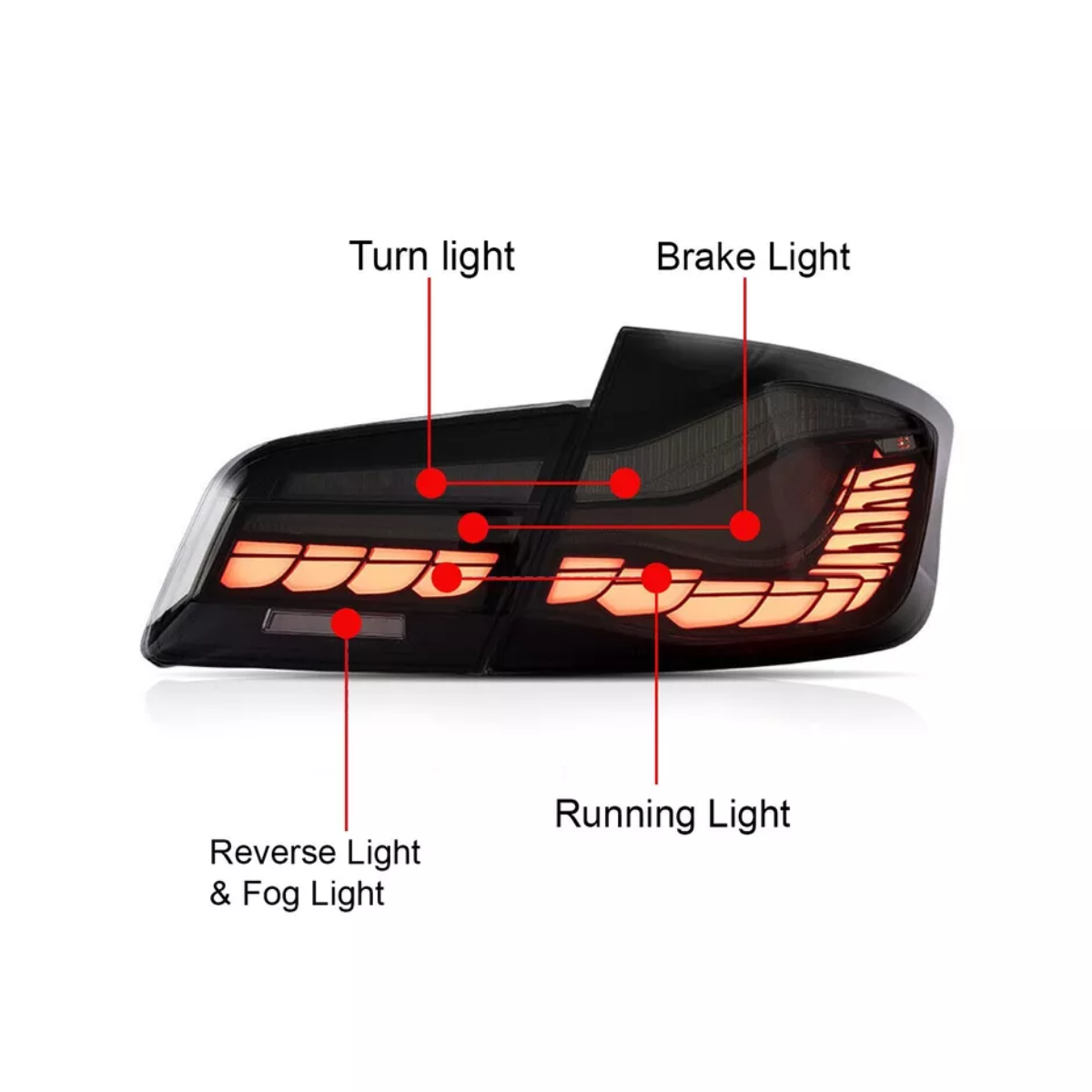 Smoked Tail Brake Lamps - 2x GTS Rear Lights (2010-2017)