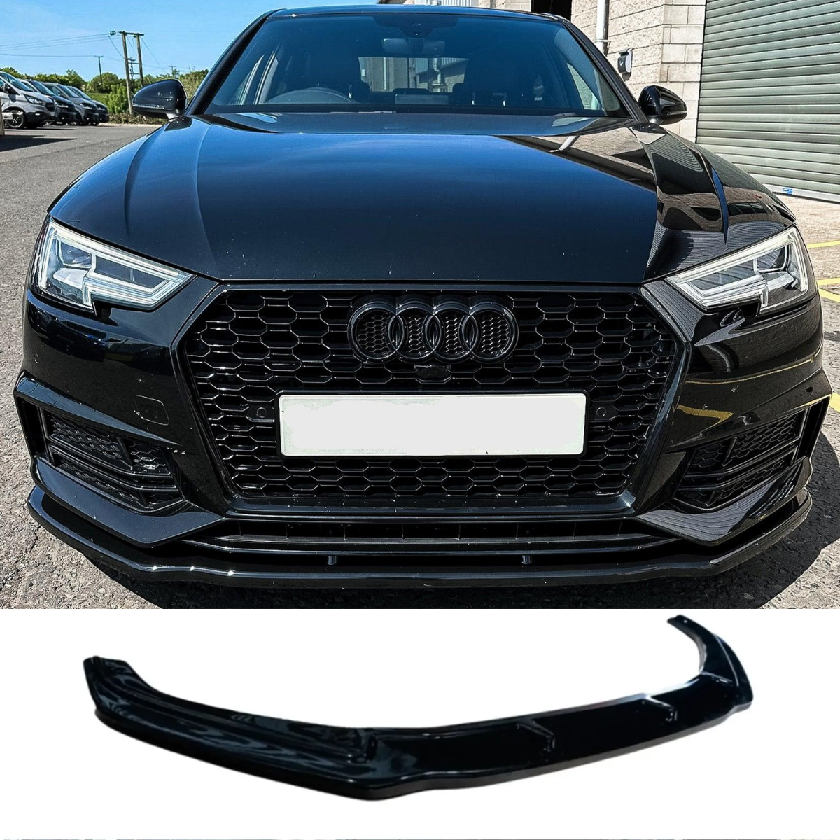 Audi S4 B9 (2015-2019) Front Splitter Lip - Riser Style in Gloss Black Finish