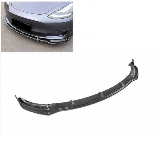 Front Bumper Splitter Lip with Carbon Fibre Look for Tesla Model 3