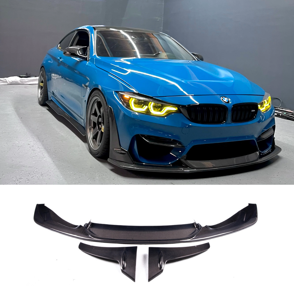 Laptor-Style Front Splitter Lip Spoiler - 3-Piece Carbon Fiber