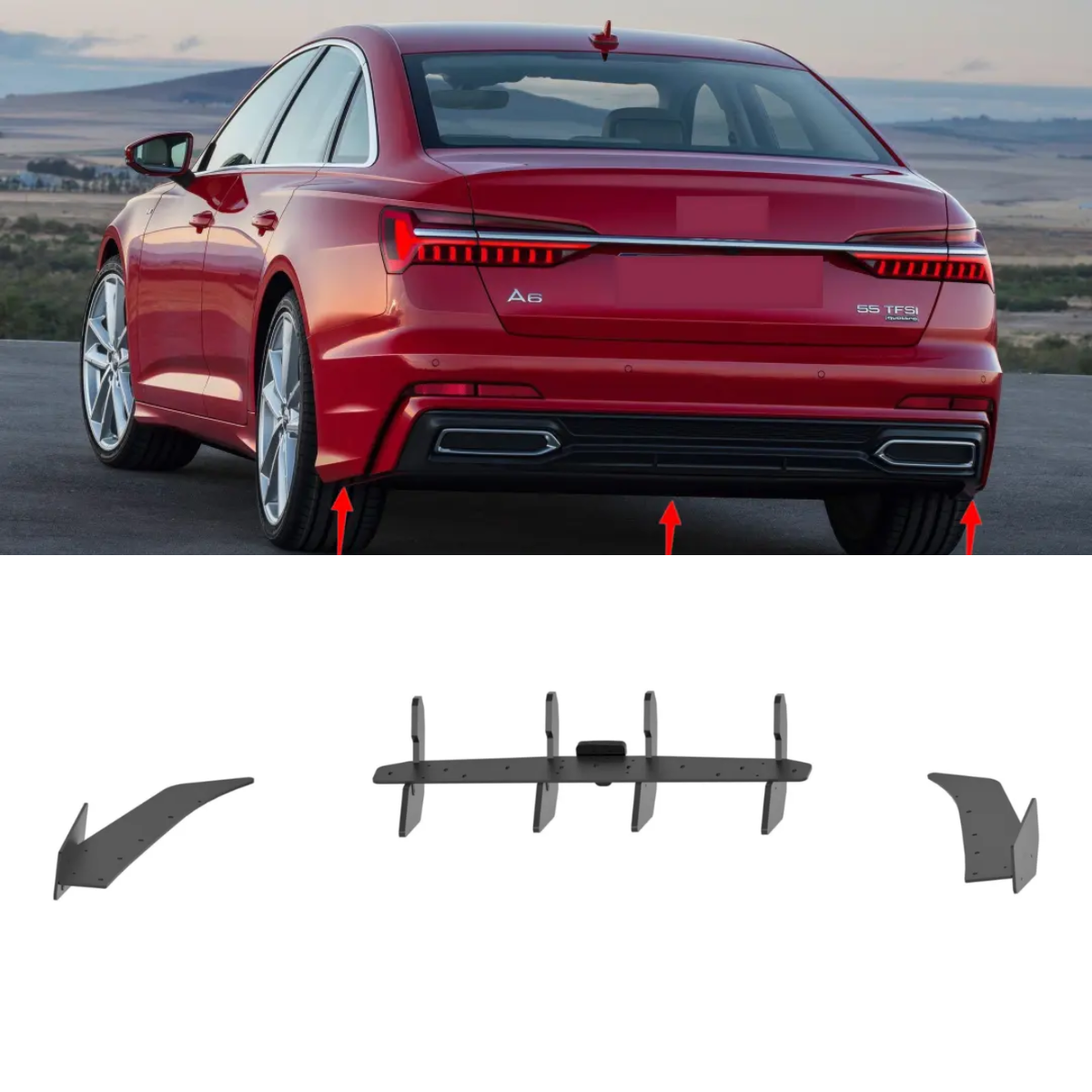 Audi A6 (C8) S-Line (2018-2023) Rear Bumper Diffuser Shark Chin Spoiler Lip