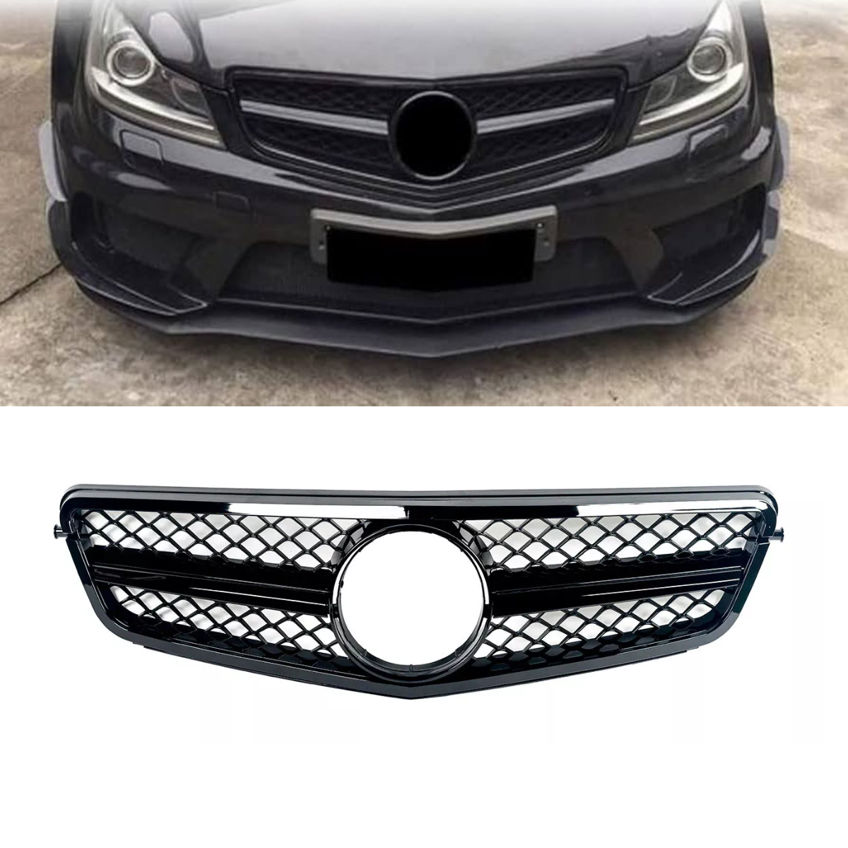 Mercedes C-Class C204 W204 S204 Gloss Black AMG Style Front Radiator Grille