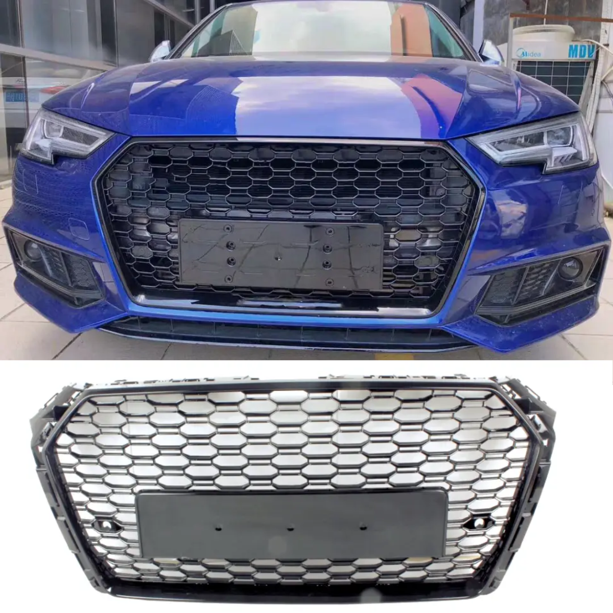 Audi S4 B9 Avant Front Grille (2015-2019) Honeycomb Gloss Black RS4 Style