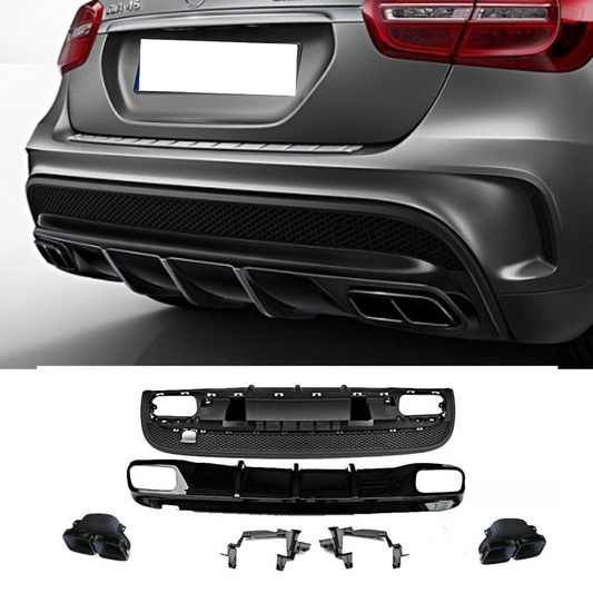 AMG GLA45 Edition 1 Conversion Rear Diffuser and Tailpipes Mercedes GLA Class X156 (2013-2018)