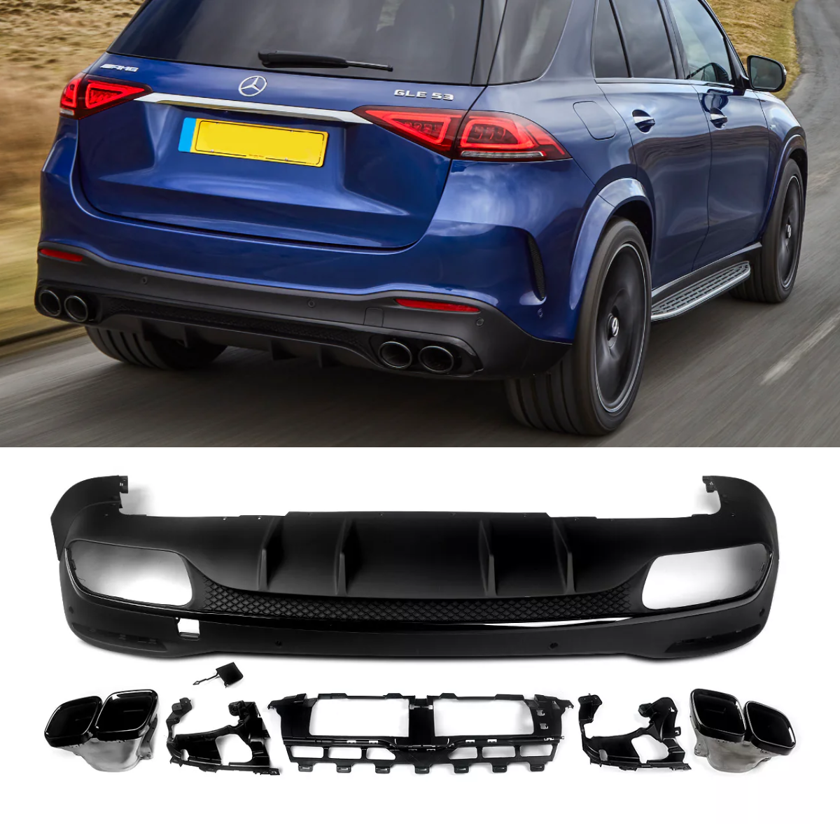 Rear Diffuser with Tips Mercedes Benz GLE W167 SUV V167 Sport Line (2019+)