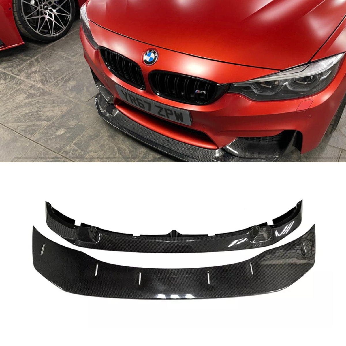 GTS Style 2-Piece Front Splitter Lip - Carbon Fiber F80 F82 F83 F87