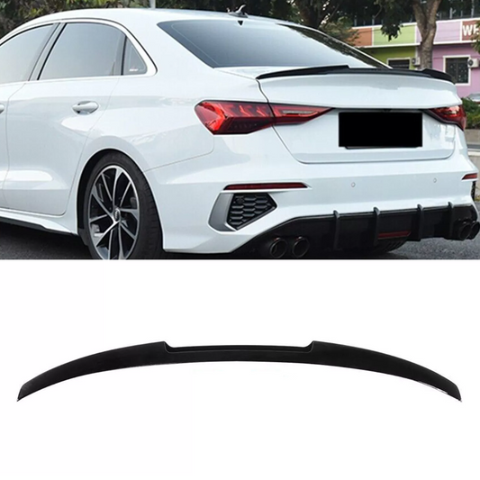 Audi A3 S-Line 8Y Saloon Rear Trunk Boot Lip Spoiler Wing in Gloss Black (2020+)