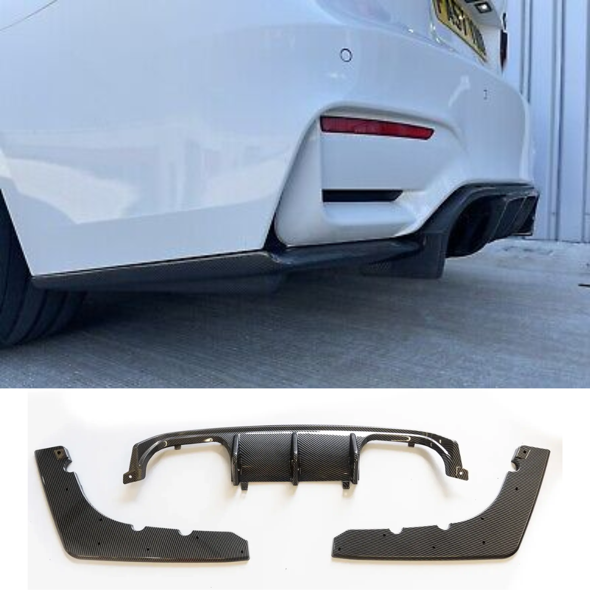 Carbon Fibre effect Rear Bumper Diffuser 