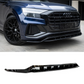 Gloss black front splitter lip installed on a 2018-2026 Audi Q8 S Line bumper