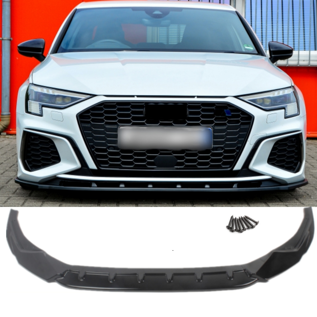 Audi A3 S Line Edition 1/S3 8Y Front Lip Splitter Spoiler in Gloss Black (2020+) - High-Gloss Front Bumper Lip Splitter Spoiler