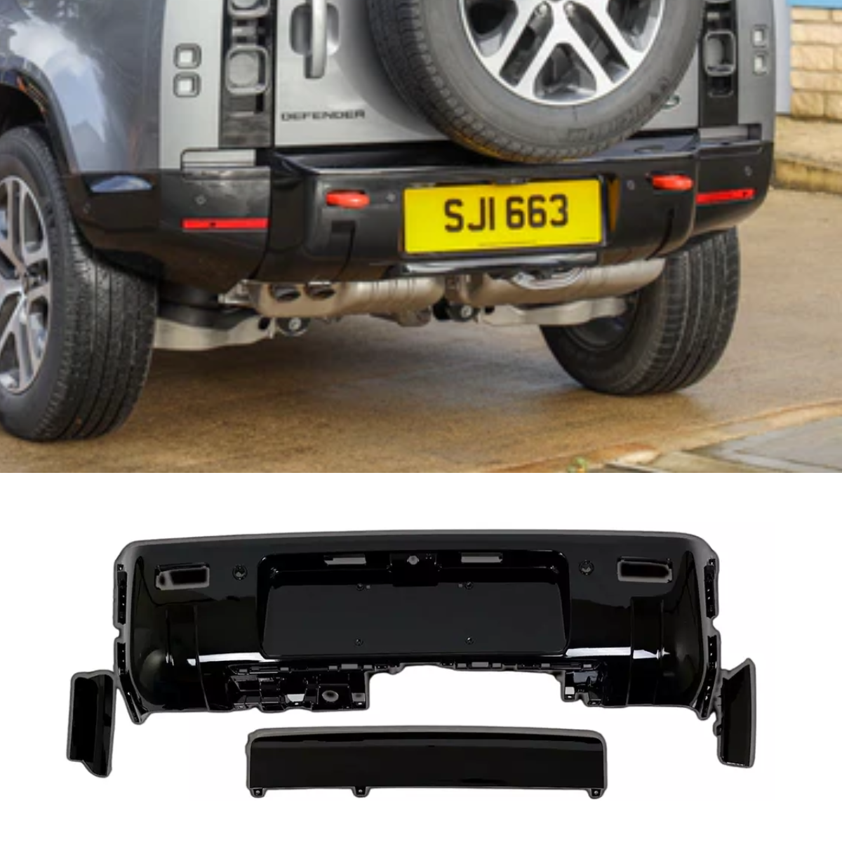 Land Rover Defender 110 L663 Rear Bumper Panels Moulding Trim Kit (202 ...