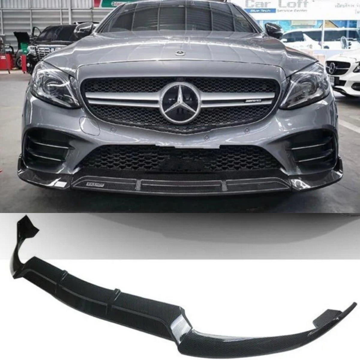 Mercedes C Class W205 C205 AMG Brabus Style Front Splitter Lip (2019-2021) Gloss Black