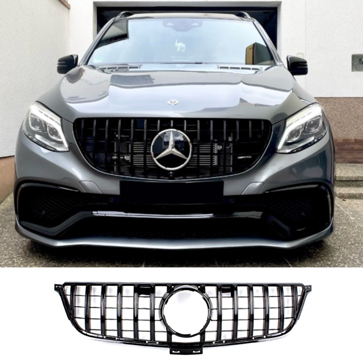 Mercedes ML/GLE W166 AMG Panamericana Gloss Black GT Style Grille with ...