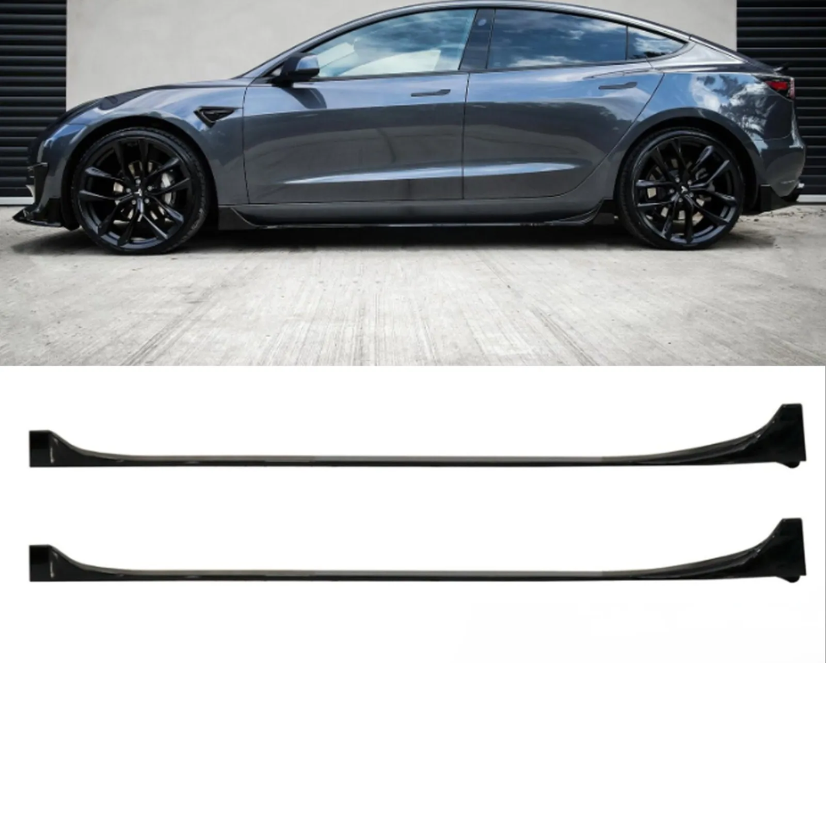 Gloss Black Side Skirt Splitters Extensions for Tesla Model 3 (2018+) (Pair)