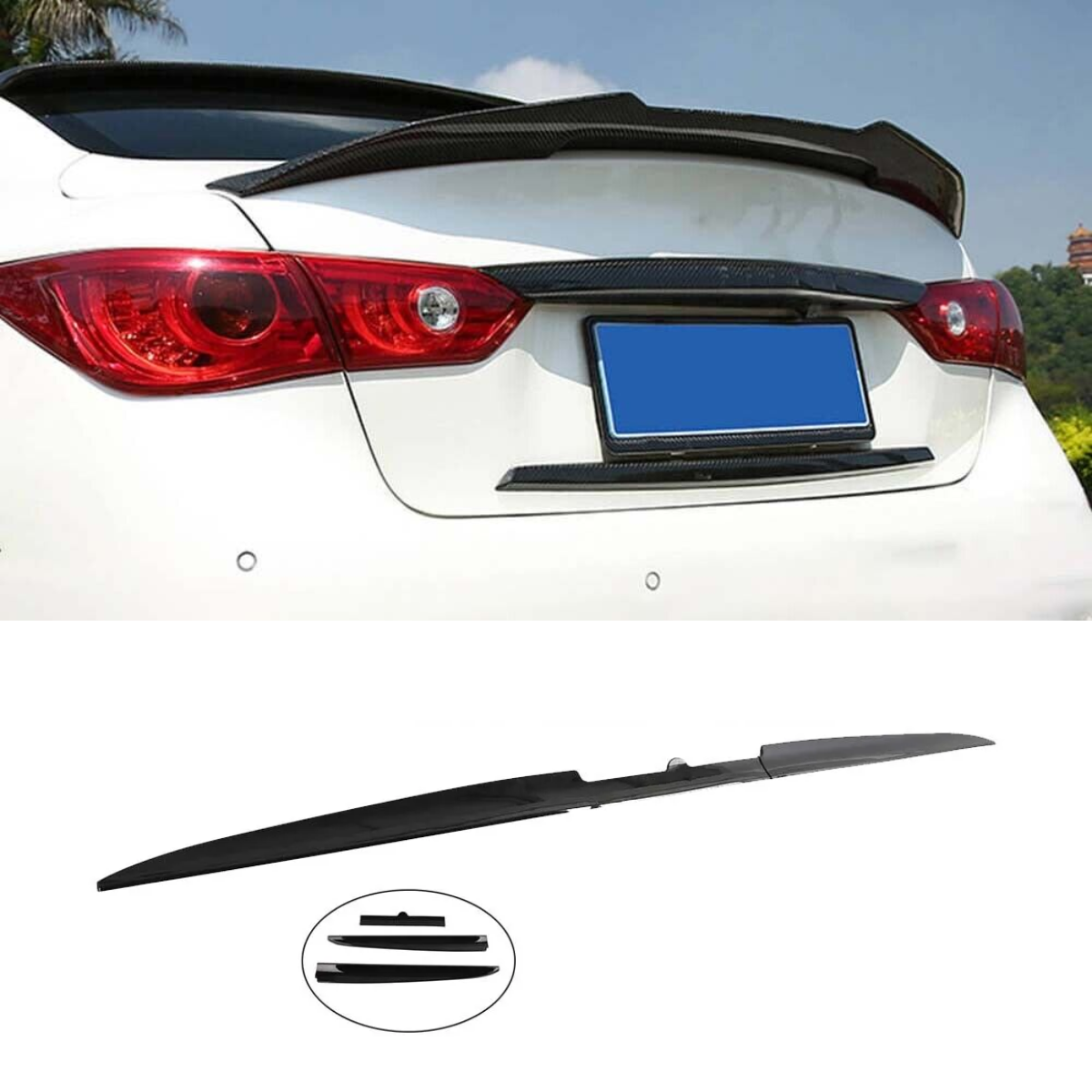  Gloss Black Rear Trunk Lip Spoiler Wing